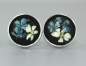 Preview: Real Flower stud earrings. Blue and white forget me not in resin. Small flower earrings. Sterling Silver.